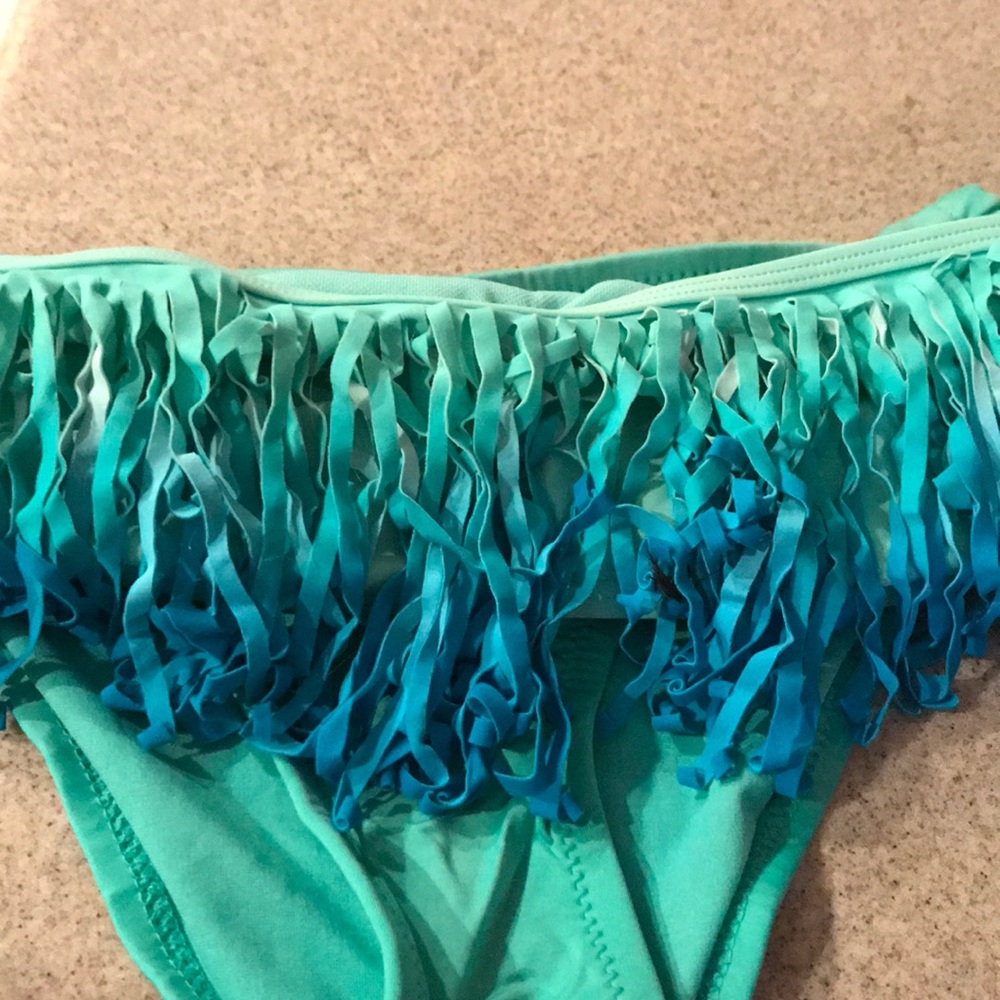 Green and blue fringe Bathing suit
